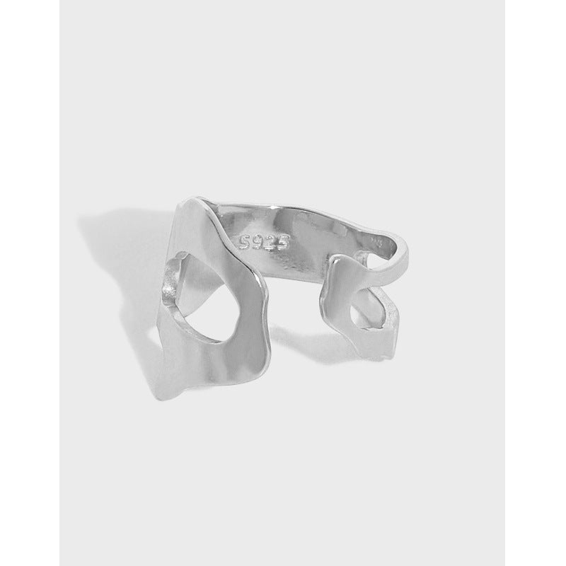 Graduation Irregular Hollow 925 Sterling Silver Adjustable Ring