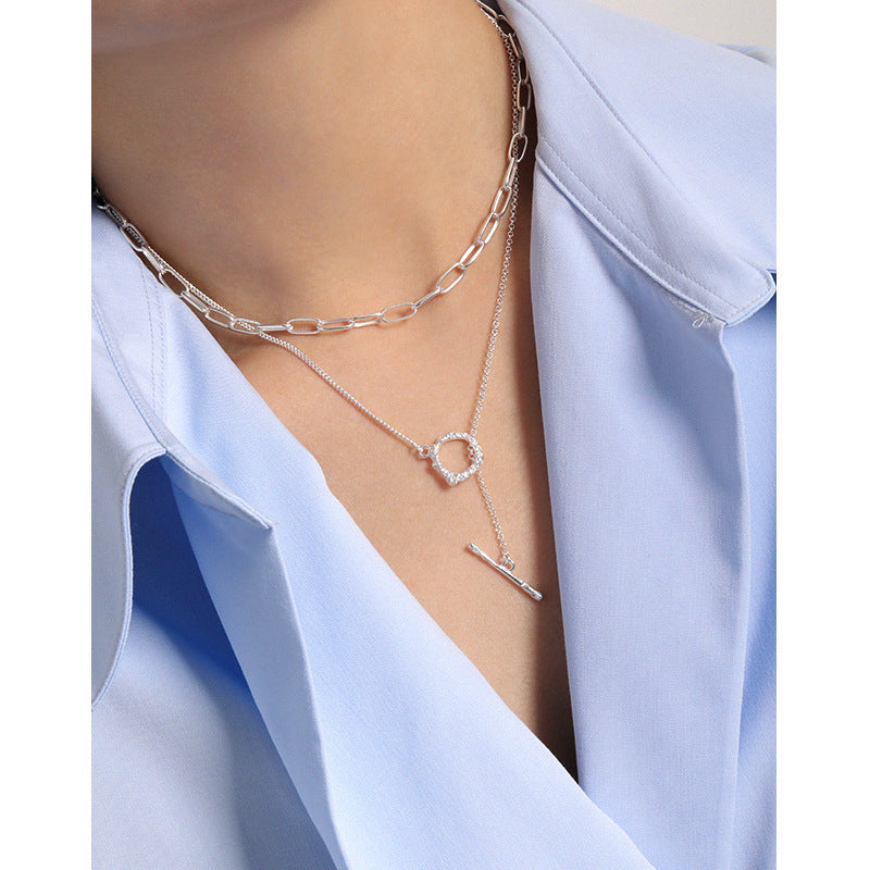 Office Irregular OT Shape 925 Sterling Silver Necklace