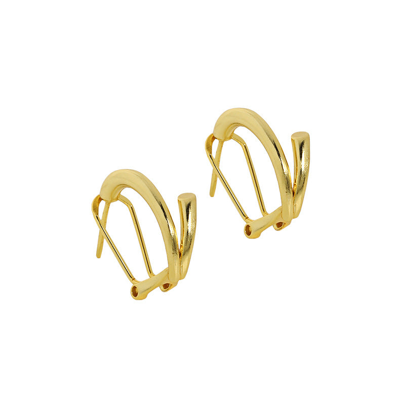 Simple Lines Circle Students 925 Sterling Silver Hoop Earrings