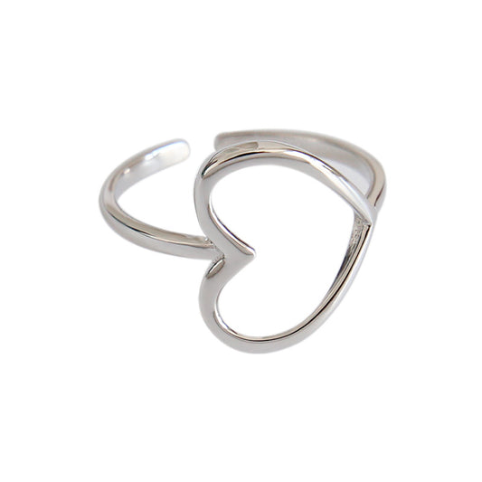 Bridesmaid Hollow Heart 925 Sterling Silver Adjustable Ring