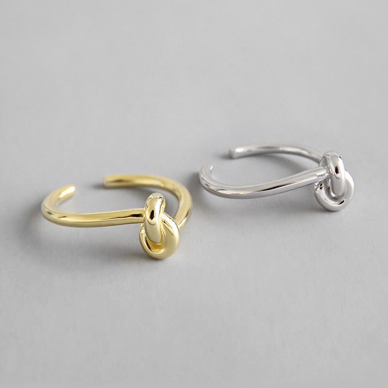 Simple Knot 925 Sterling Silver Adjustable Ring