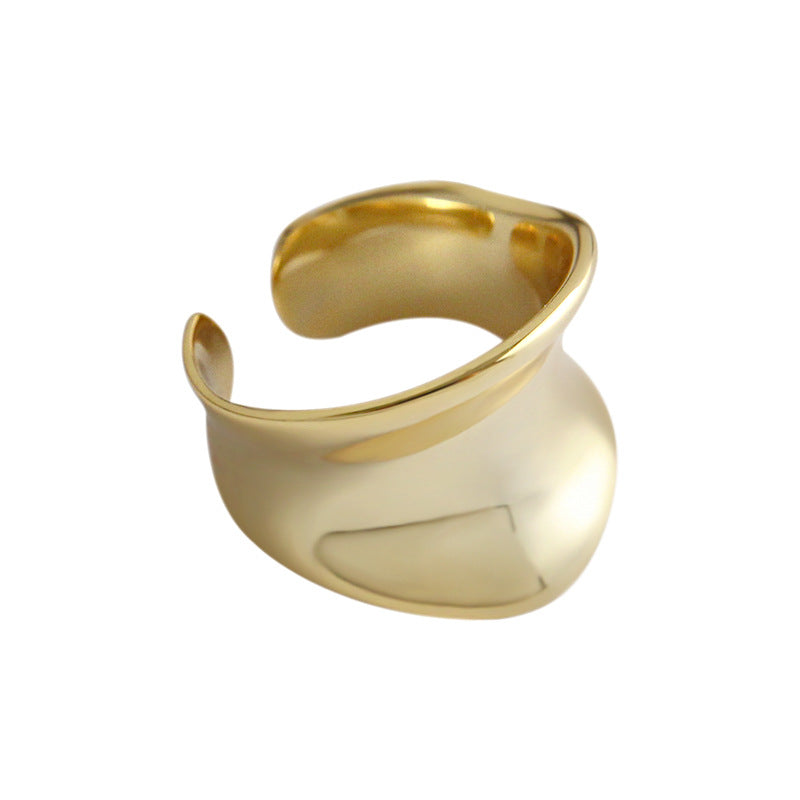Fashion Irregular Concave 925 Sterling Silver Adjustable Ring