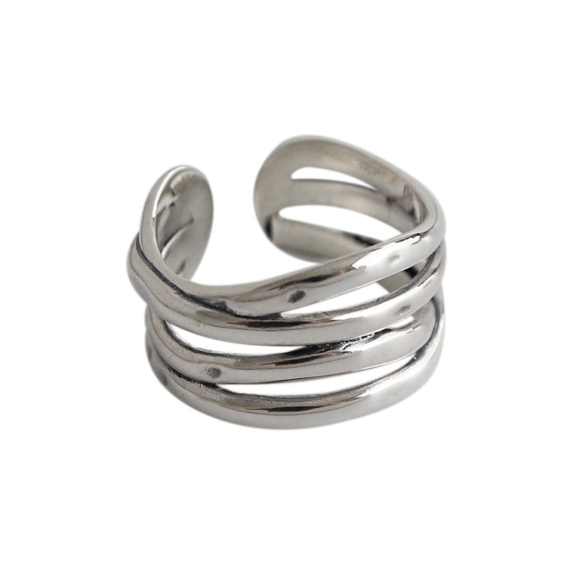 Retro Multi Lines Twining 925 Sterling Silver Adjustable Ring