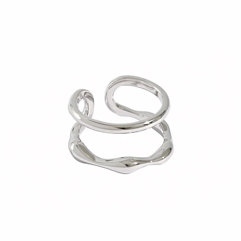 Irregular Doule Layer 925 Sterling Silver Adjustable Ring