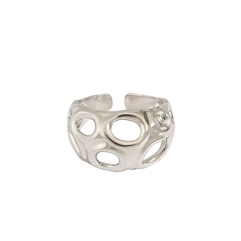 Minimalism Irregular Hollow Ghost 925 Sterling Silver Adjustable Ring