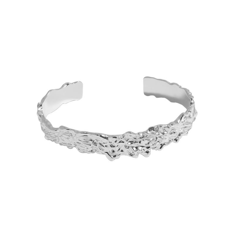 Modern Irregular 925 Sterling Silver Open Bangle