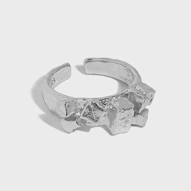 Irregular Geometry Cubic 925 Sterling Silver Adjustable Ring